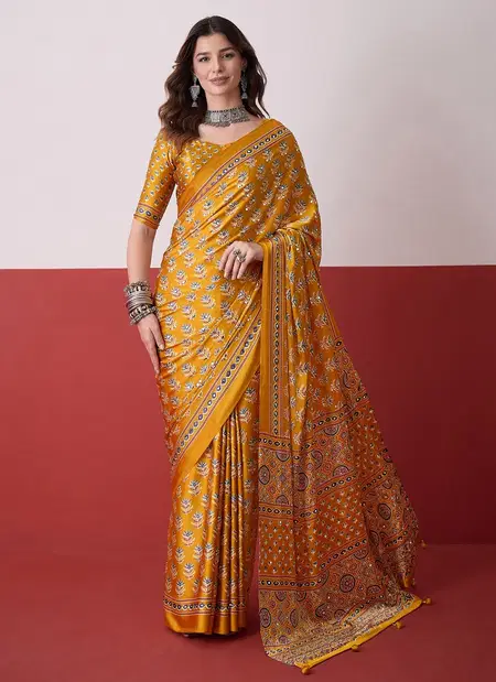 Shisha By Girnar Semi Modal With Mirror Work Saree